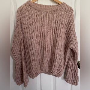 Mauve pink flared sleeves knitted sweatshirt size medium